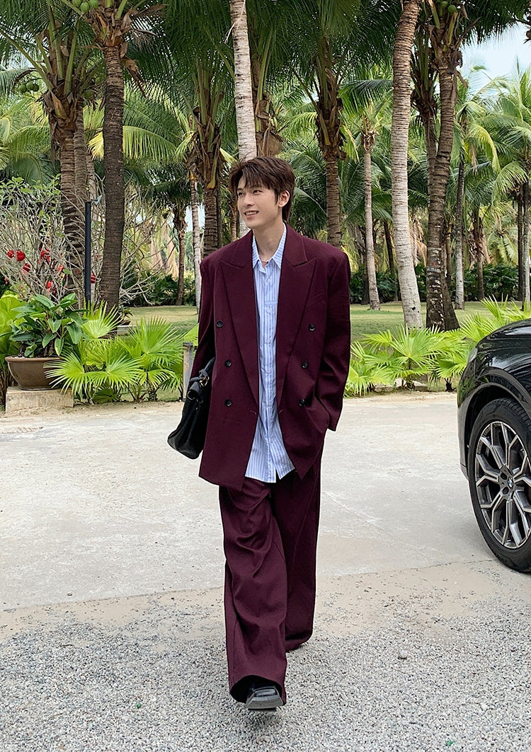 Double-Breasted Tailored Jacket & Wide Leg Trousers Setup WN20395