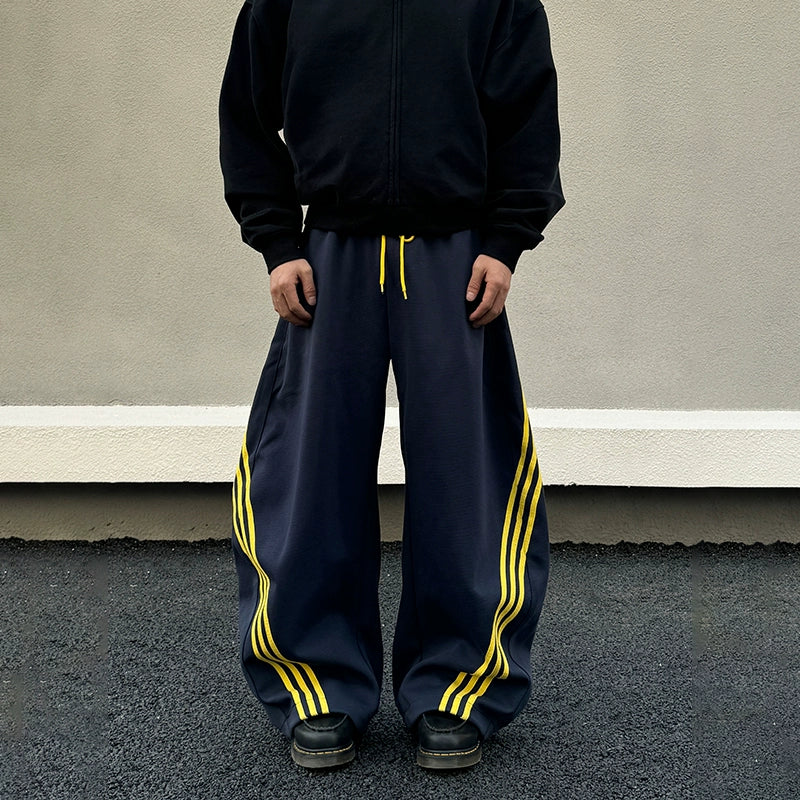 Color Block Stripe Wide Leg Sweat Pants WN19593