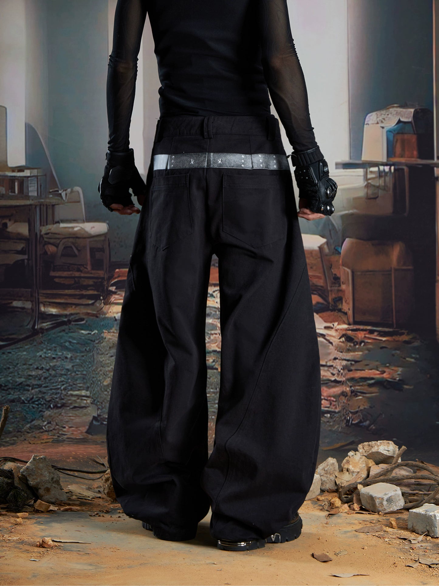 Belt Print Wide Leg Trousers WN21332