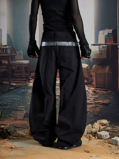 Belt Print Wide Leg Trousers WN21332