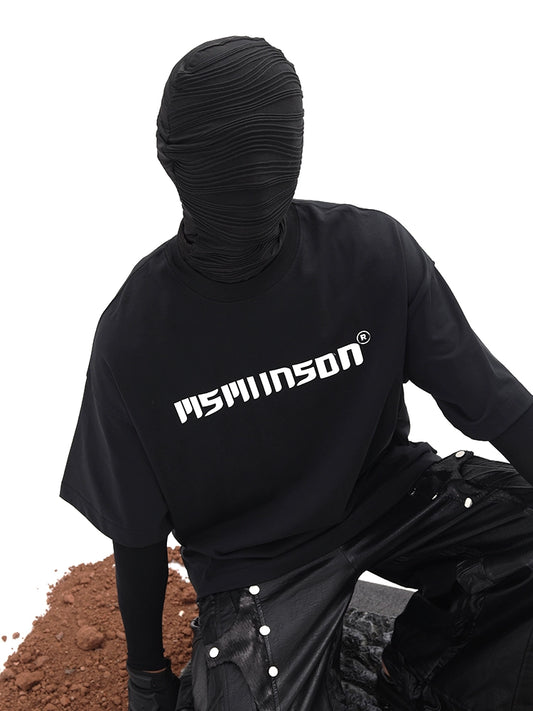 Metal Letters Print Oversize Short Sleeve T-Shirt WN18606