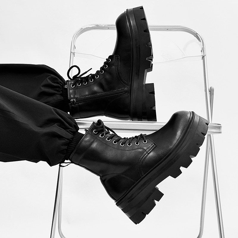 Lace Up Thick Sole Short Boots WN24562