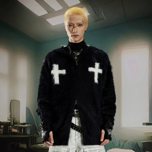 Furry Oversize Knit Hoodie WN21383