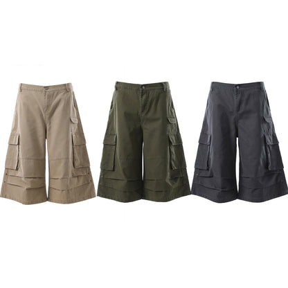 Washed Multi Pocket Cargo Half Pants WN25734