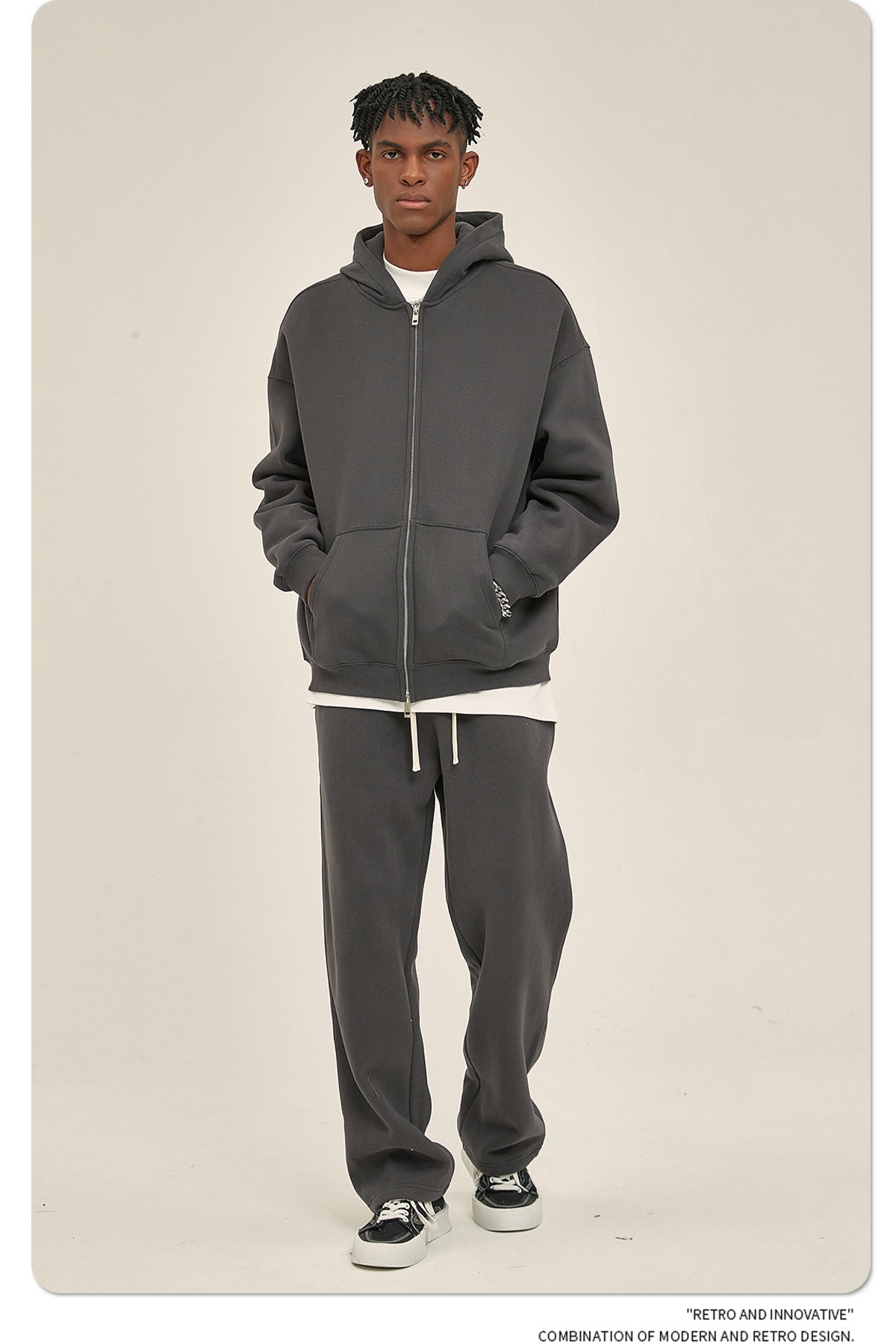 Oversize Heavyweight Zipper Hoodie & Heavyweight Sweatpants Setup WN6640