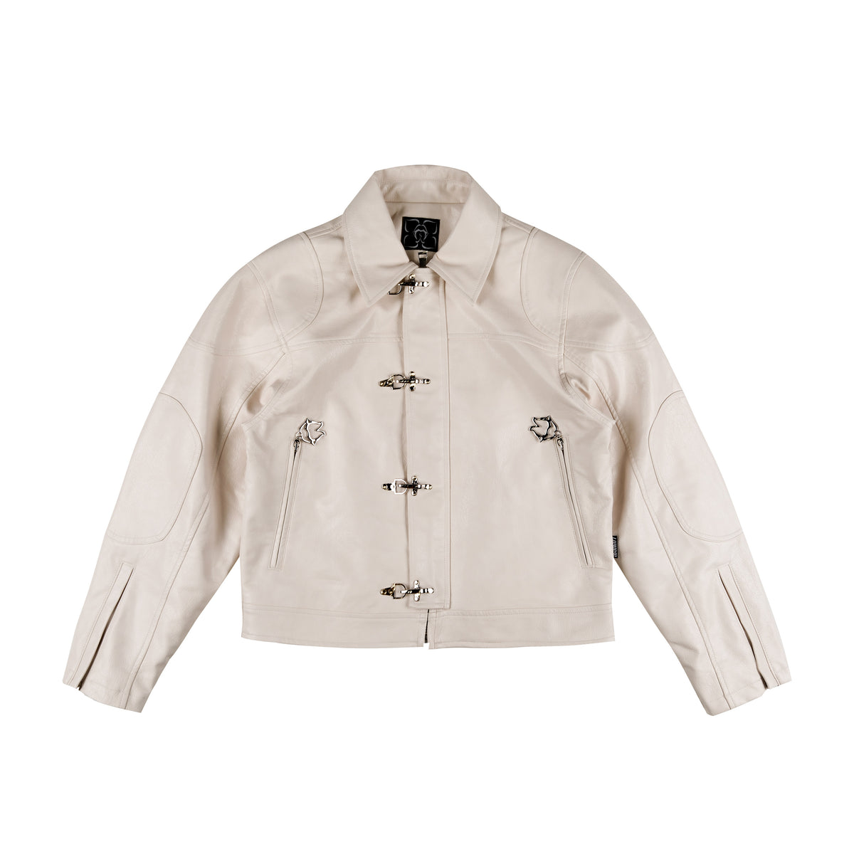 Metal Buckle Panel PU Leather Jacket WN26644
