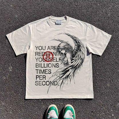 Graphic Art Print Oversize Short Sleeve T-Shirt WN16721