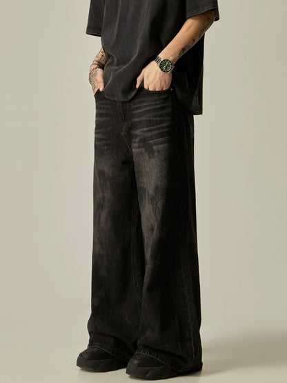 Splash Ink Wide-Leg Straight Denim Jeans WN7761