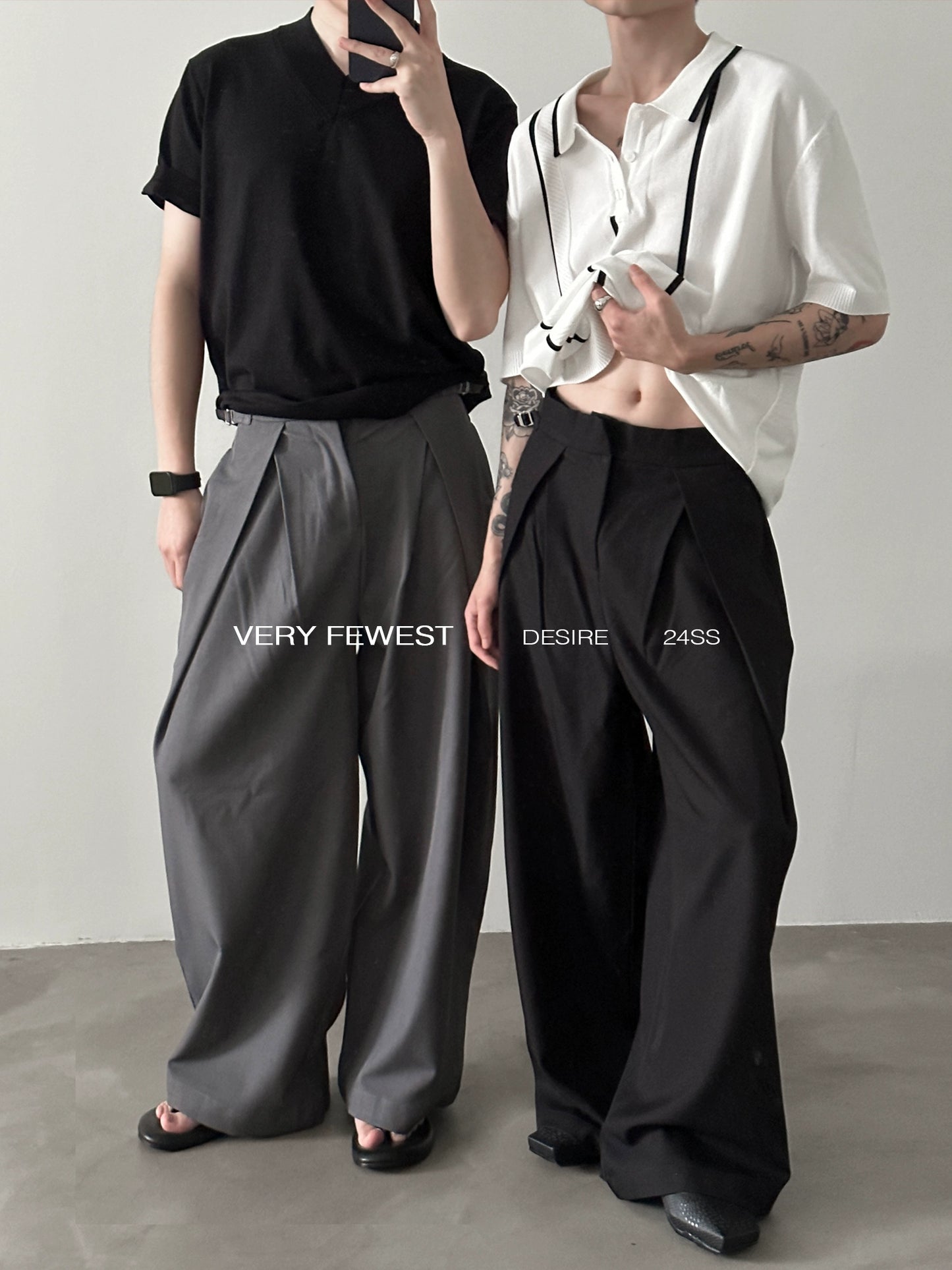 Drawstring Adjustable Tuck-in Wide Leg Trousers WN8887