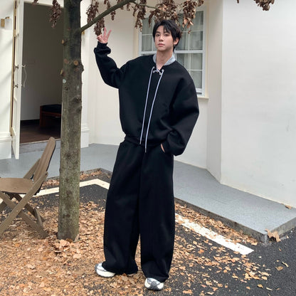 Toggle Button Sweatshirt & Wide Leg Pants Setup WN25201