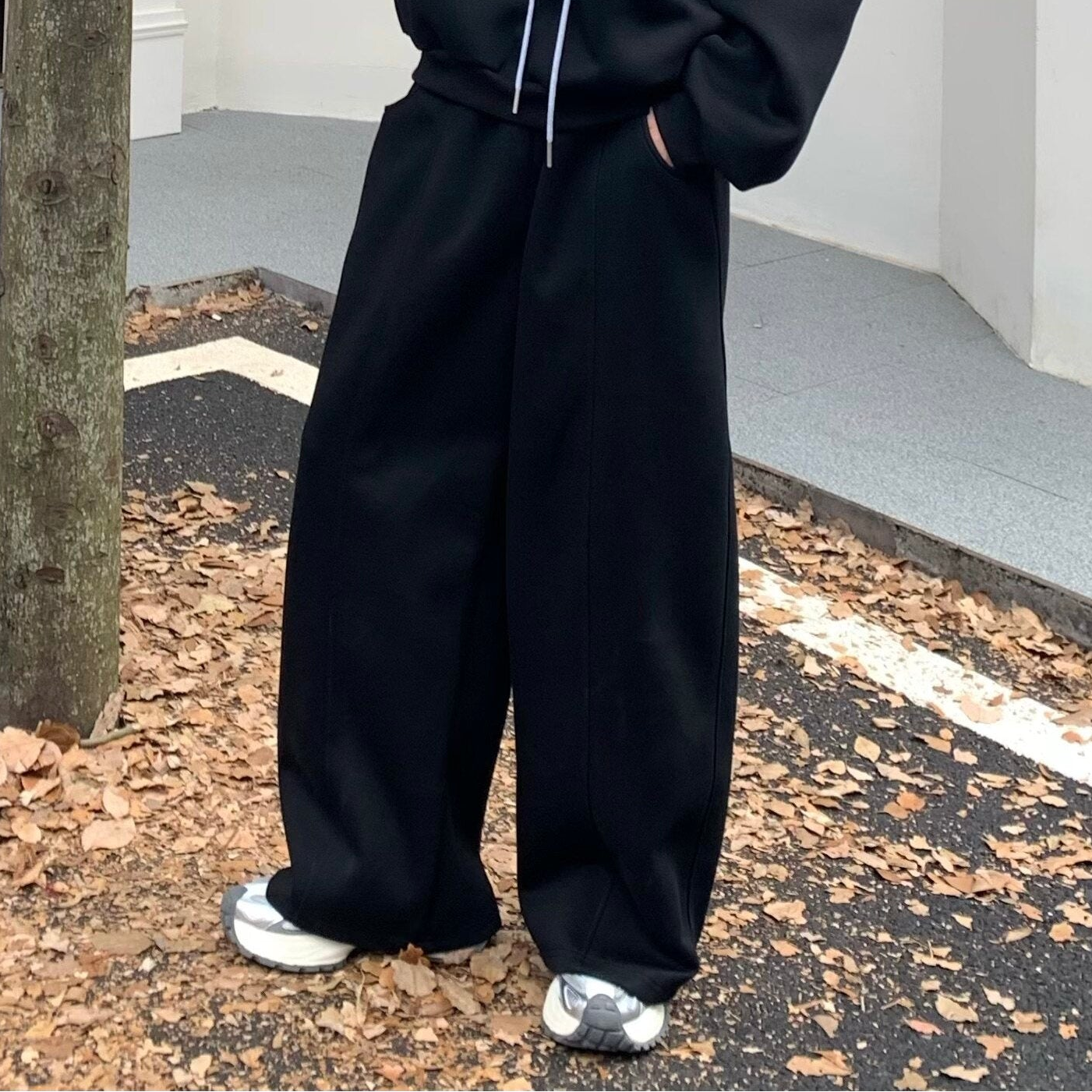 Toggle Button Sweatshirt & Wide Leg Pants Setup WN25201