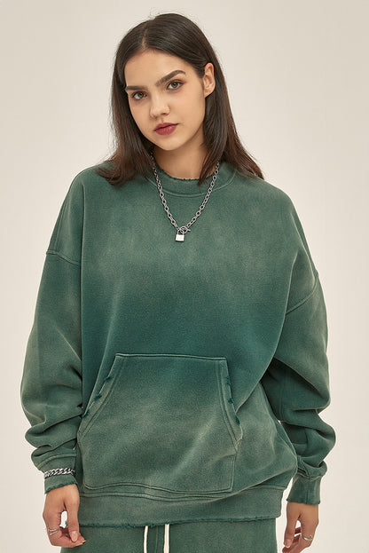 Fleece Linning Spray-dye Damage Oversize Sweatshirt WN9967