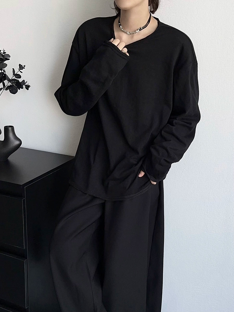 Simple Basic Oversize Long Sleeve T-Shirt WN19362