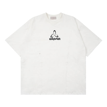 Logo Embroidery Wash Round Neck Short Sleeve T-Shirt WN5326