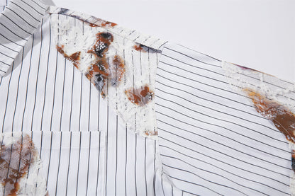 Stripe Burn Print Short Sleeve Shirt WN26793