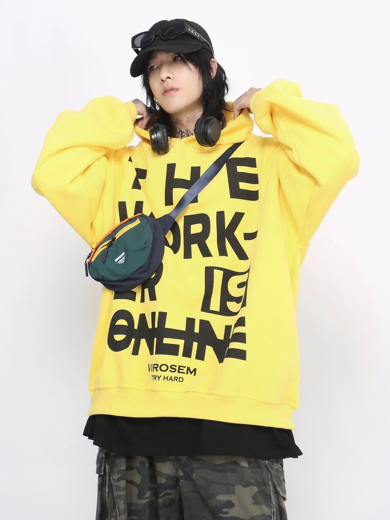 Letter Print Design Oversize Pullover Hoodie WN8385