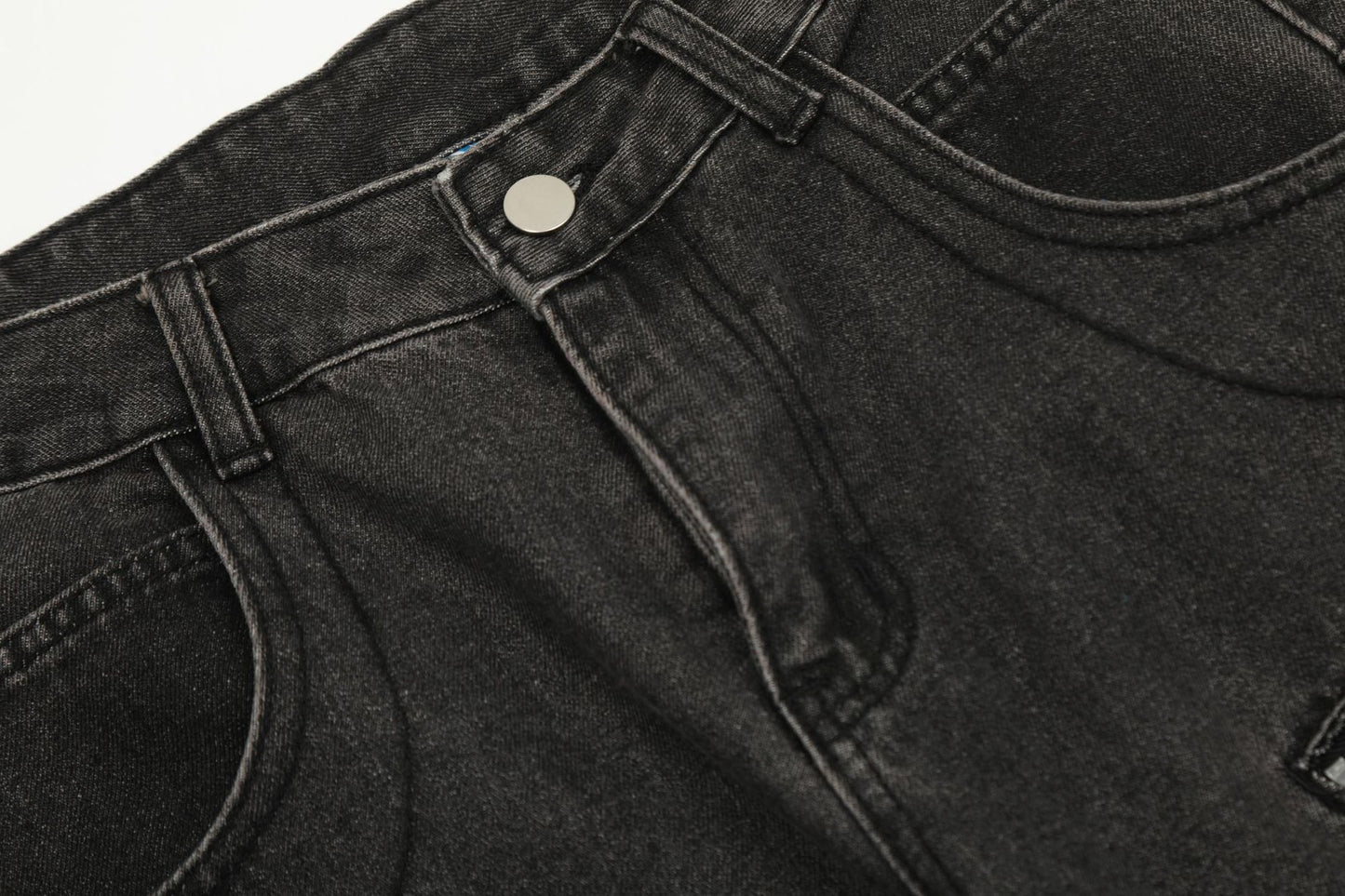 Washed Multipocket Flare Cargo Denim Jeans WN11370