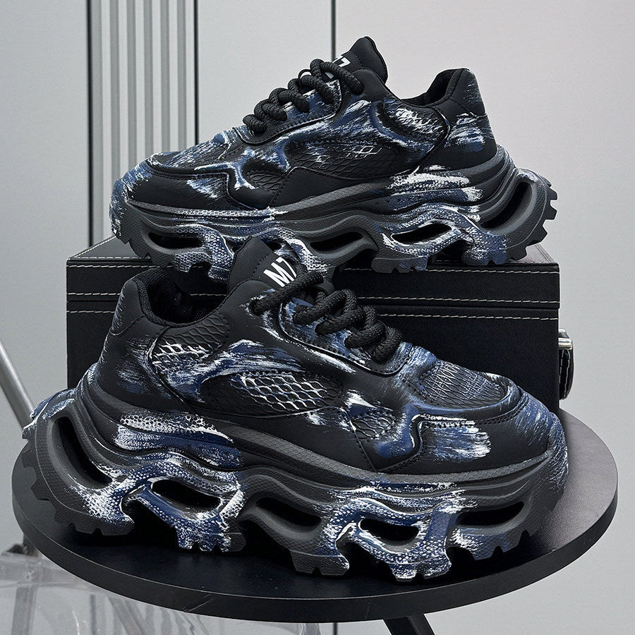 Paint Snake Print Chunky Sole Sneakers WN24697