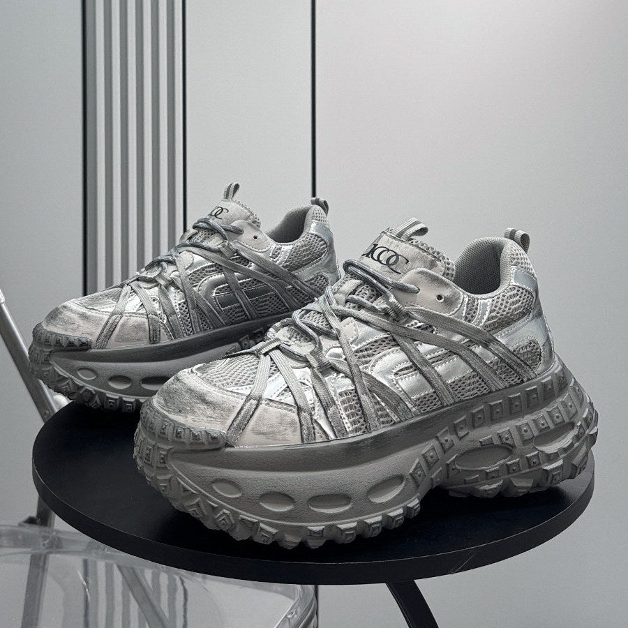 Metallic Mesh Strap Chunky Sole Sneakers WN24615