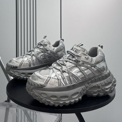 Metallic Mesh Strap Chunky Sole Sneakers WN24615