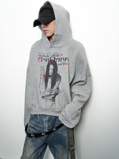 Art Print Washed Oversize Hoodie WN22963