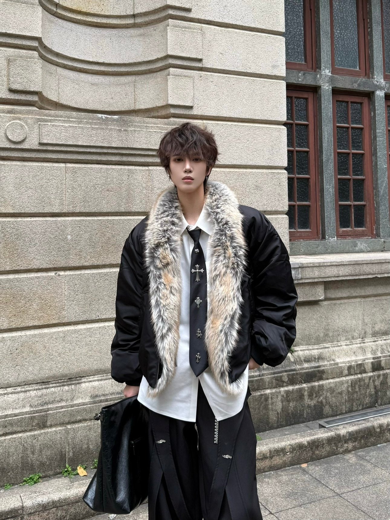 Fake Fur Collar Oversize Short Puffer Jacket WN23172