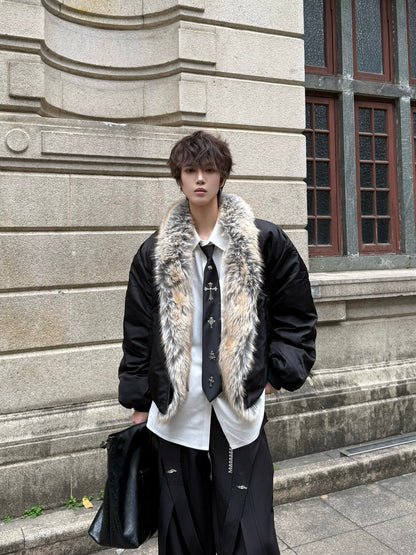 Fake Fur Collar Oversize Short Puffer Jacket WN23172