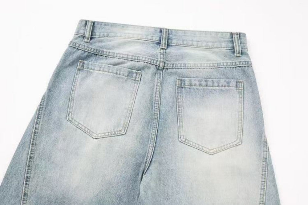 Washed Drape Wide Leg Denim Jeans WN27932