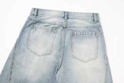 Washed Drape Wide Leg Denim Jeans WN27932