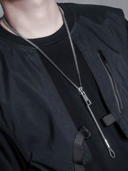 Strap Cylinder Zipper Necklace WN22356