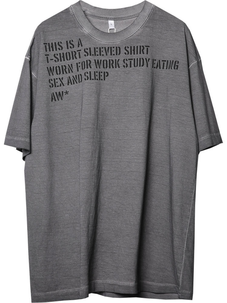 Damage Wash Letter Print Short Sleeve T-Shirt WN22485