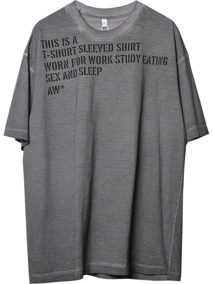 Damage Wash Letter Print Short Sleeve T-Shirt WN22485