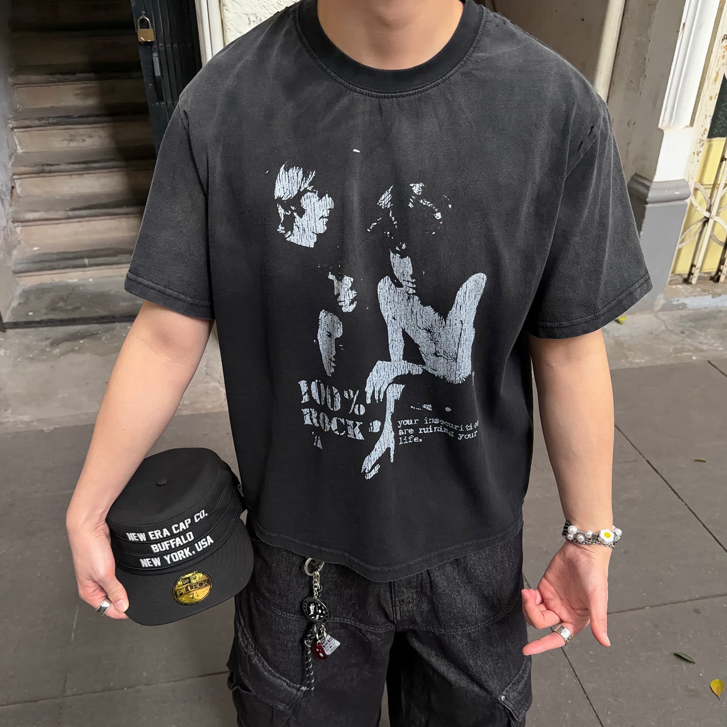 Washed Graphic Print Short Sleeve T-Shirt WN24372