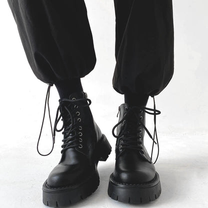 Side Zipper Thick Sole Leather Boots WN19135