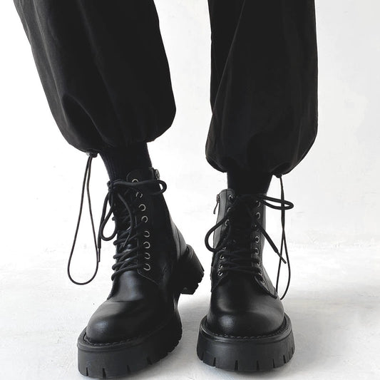 Side Zipper Thick Sole Leather Boots WN19135