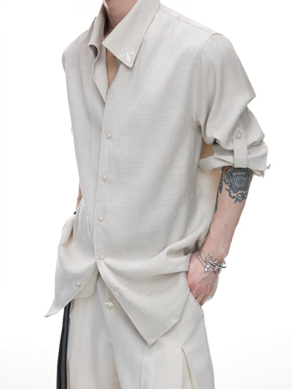 Textured Linen Breathable Oversize Long Sleeve Shirt WN27016
