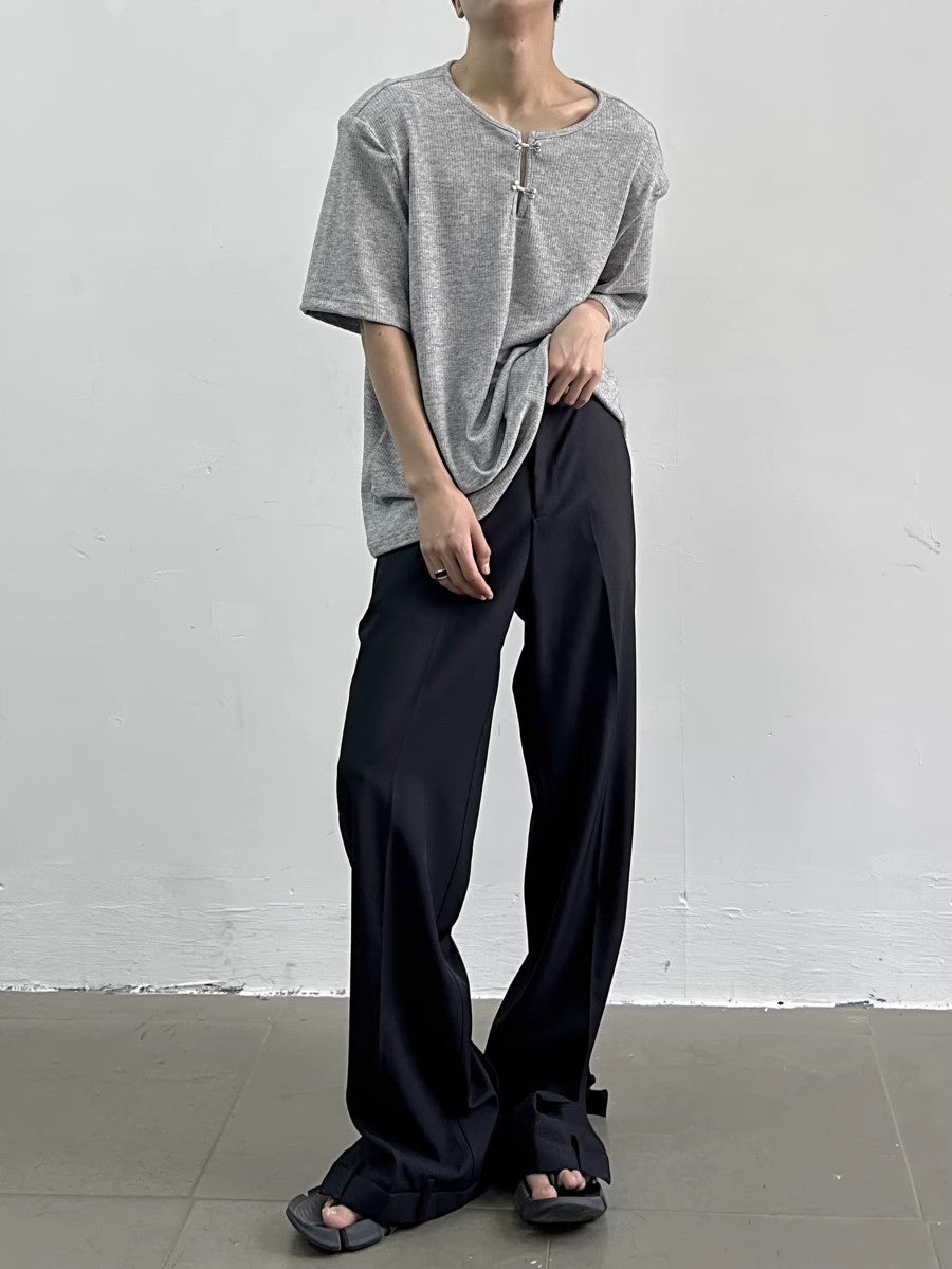 Reverse Design Split Straight Leg Trousers WN7350