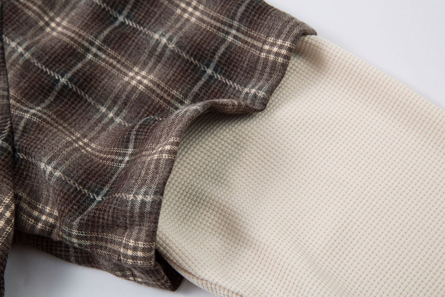 Plaid Letter Embroidery Fake Layered Long Sleeve Shirt WN25856