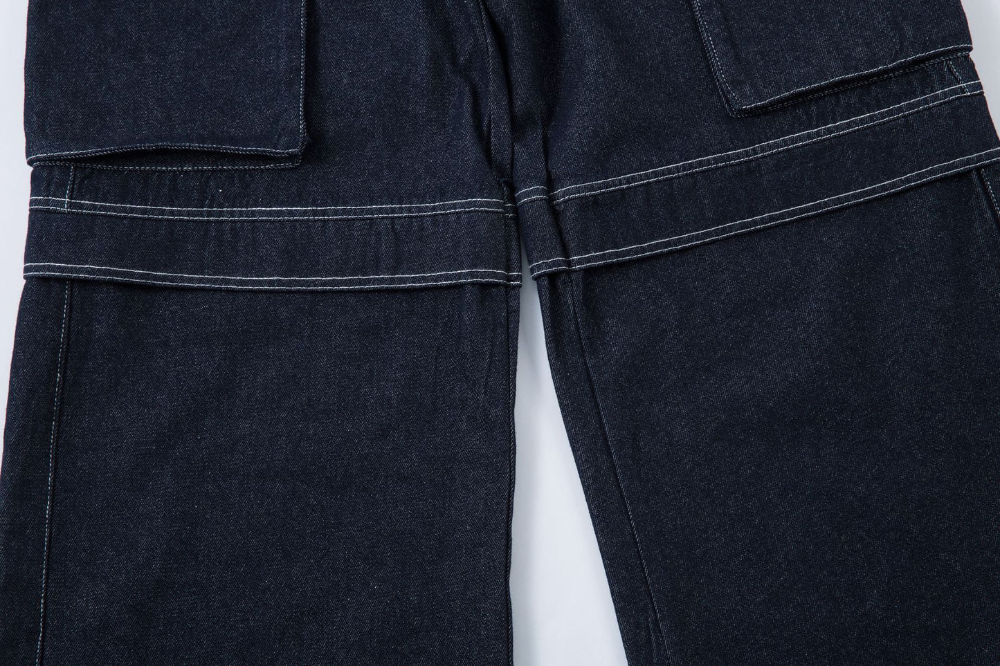 Washed Wide-Leg Cargo Denim Pants WN12733