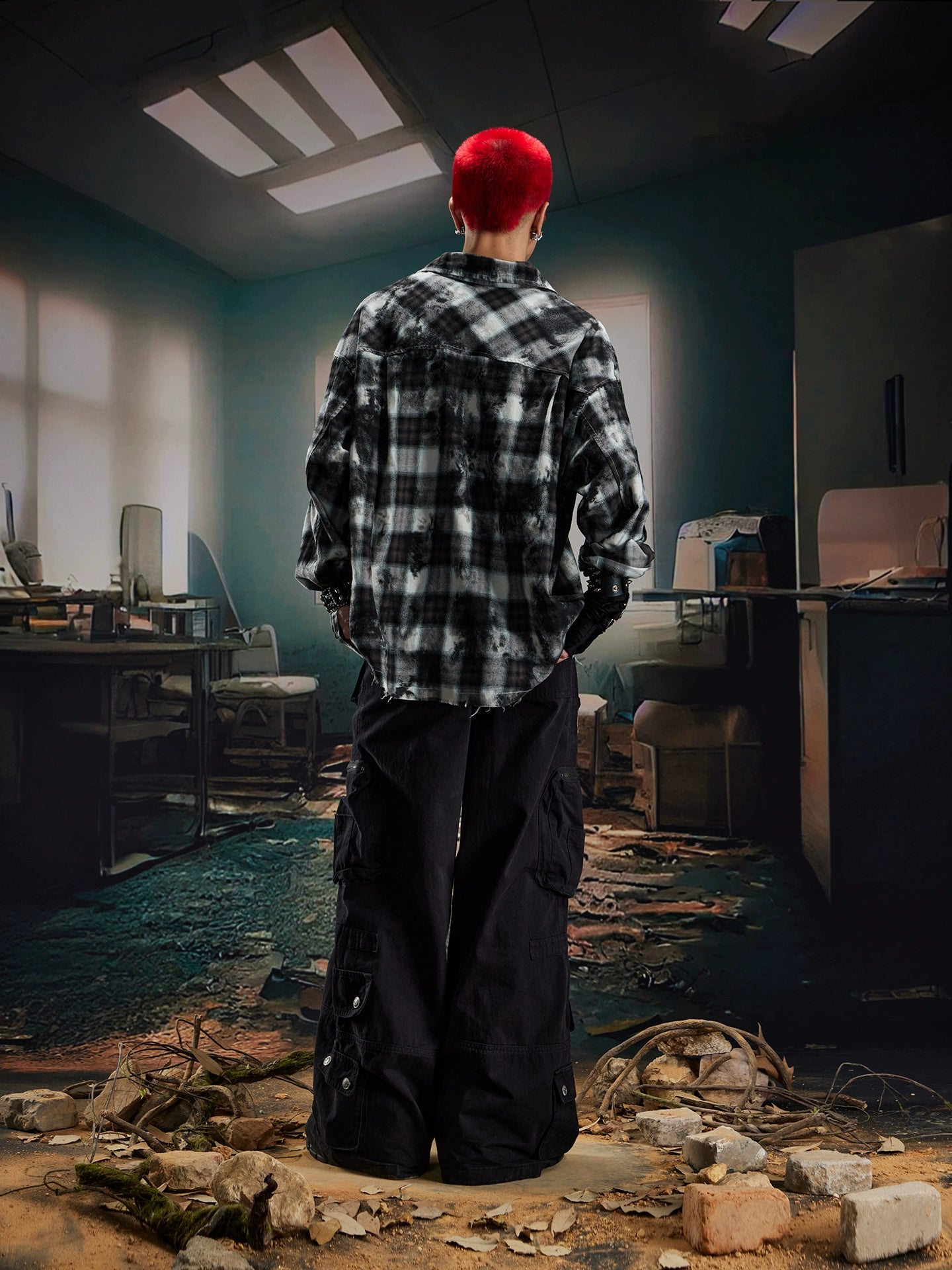 Oversize Plaid Long Sleeve Shirt WN20557