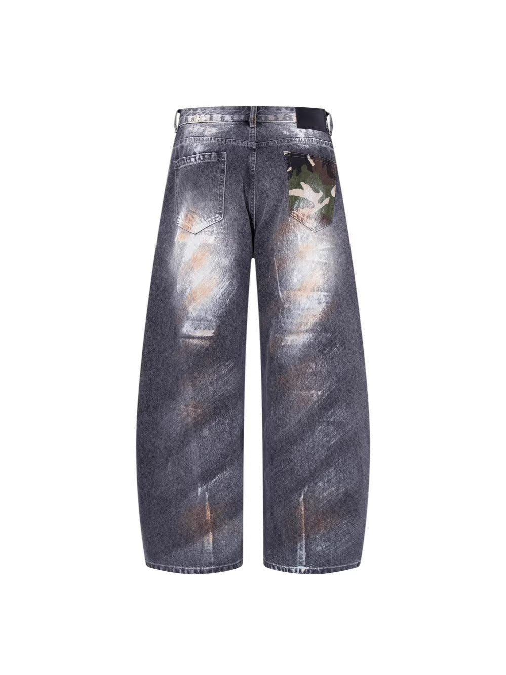 Paint Damage Wide Leg Denim Jeans WN27980