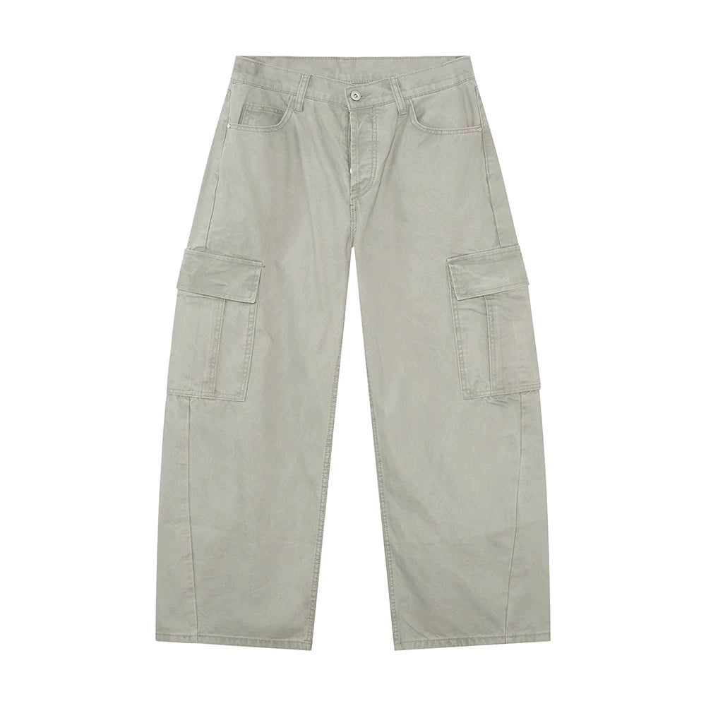 Standing-Neck Large Pocket Jacket & Wide Leg Cargo Pants Setup WN19910