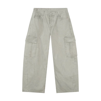 Standing-Neck Large Pocket Jacket & Wide Leg Cargo Pants Setup WN19910