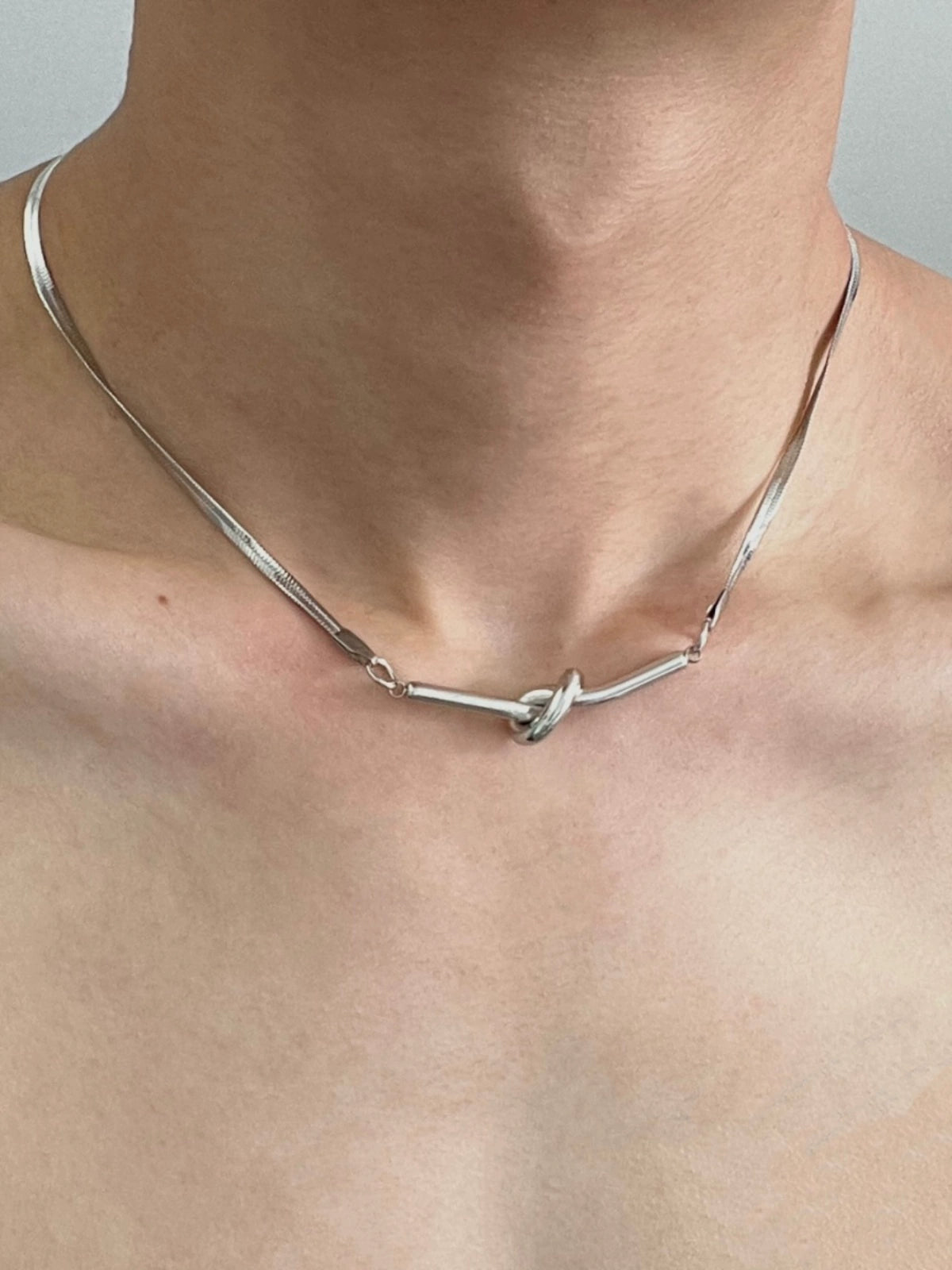 Knotted Snake Bone Titanium Steel Necklace WN19235