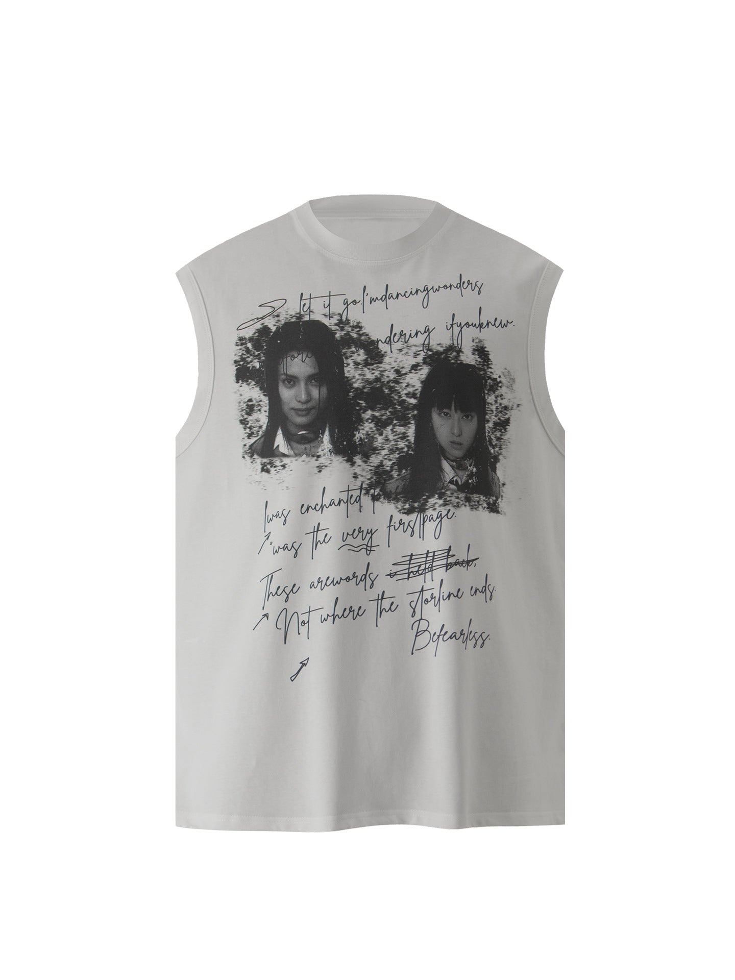 Portrait Graphic Letter Sleeveless T-Shirt WN26202