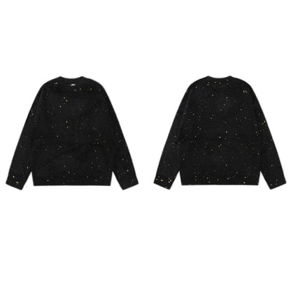 SEQUIN DESIGN OVERSIZE KNIT SWEATER WN11465