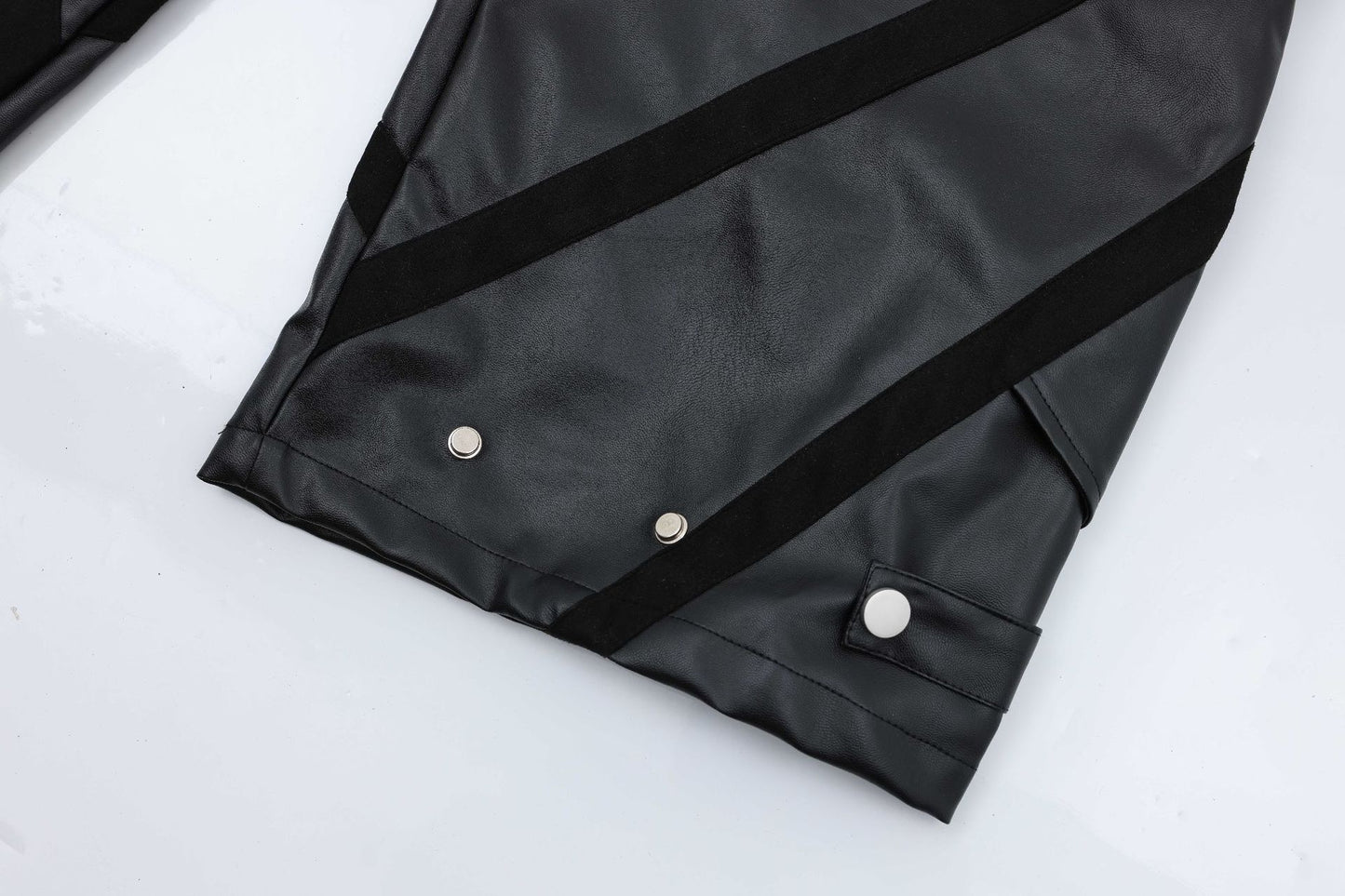 PU Leather Wide-Leg Cargo Pants WN11265