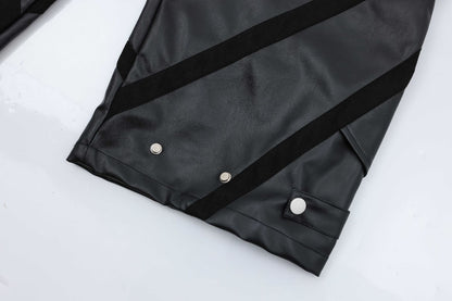 PU Leather Wide-Leg Cargo Pants WN11265