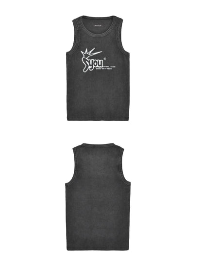 Washed Digital Print Tank Top WN20842