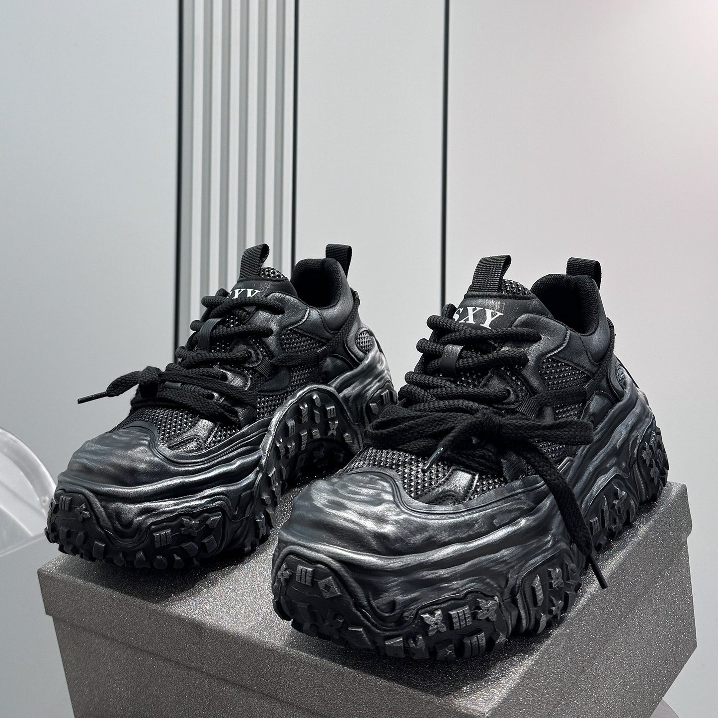 Mesh Platform Chunky Sole Sneakers WN24625